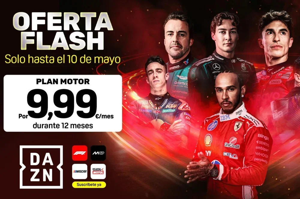 Rebaja histórica en DAZN: vive la Fórmula 1 y Moto GP como si estuvieras en el asfalto por solo 9,99 euros al mes